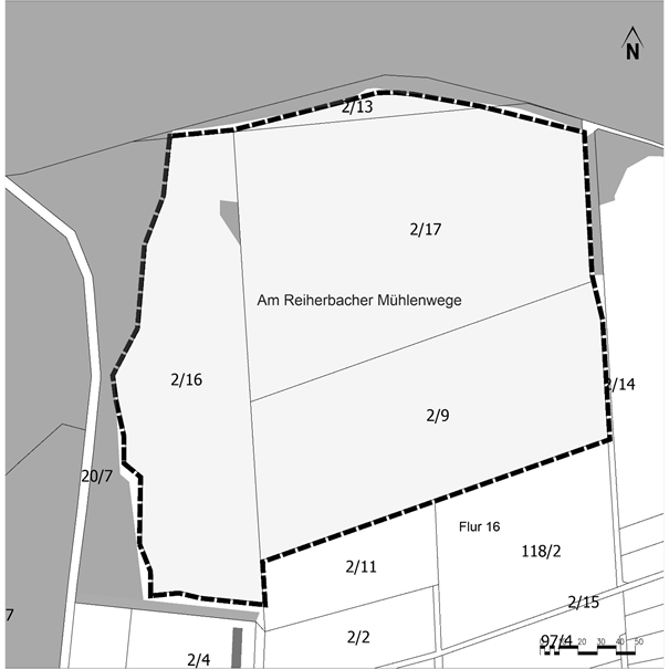 Änderungsbereich der 9. Flächennutzungsplanänderung und Bebauungsplan Nr. 16 Waldeck