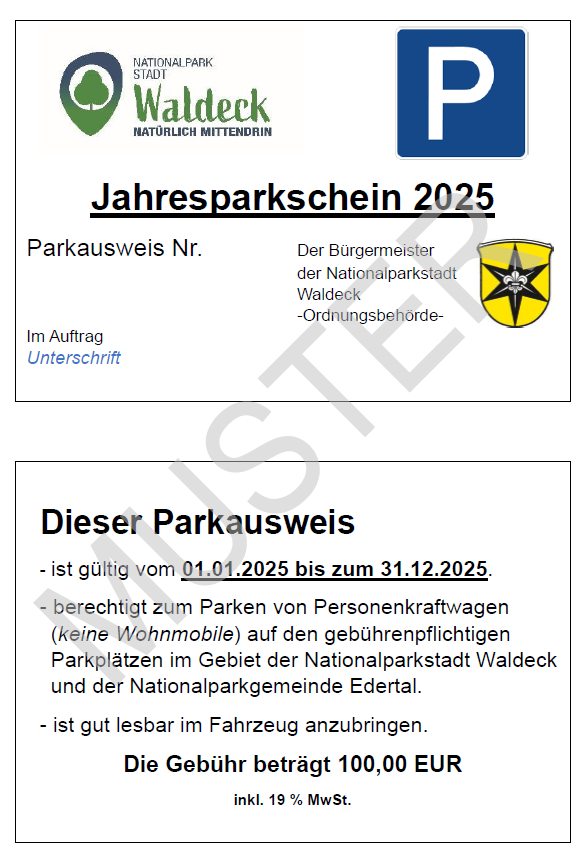 Muster Parkschein 2025